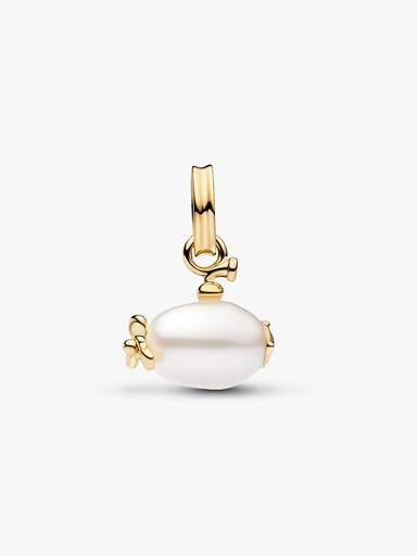 Charm Pendant Sous-Marin et Perle de Culture d’Eau Douce Traitée Baroque Doré