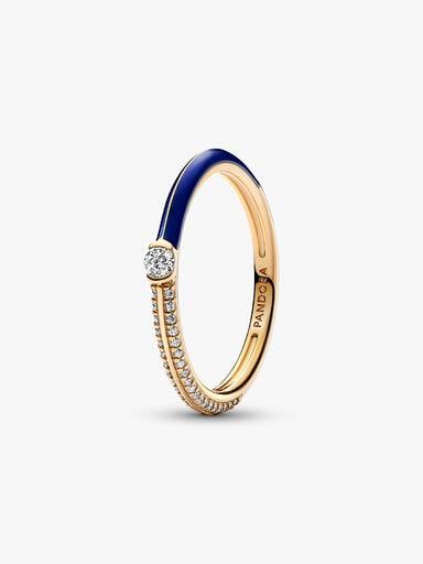 Bague Double Pavée & Bleue