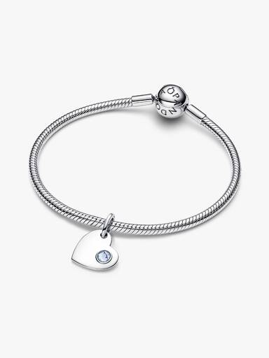 Charm Pendant Pierre Bleu Azur Cœur Gravable
