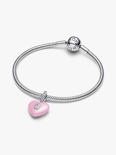 Charm Pendant Cadenas Cœur Céramique Rose