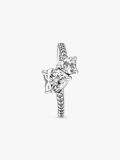 Bague Scintillante Cœur Double