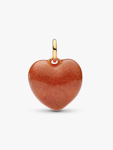 Charm Pendant Cœur Bombé Orange