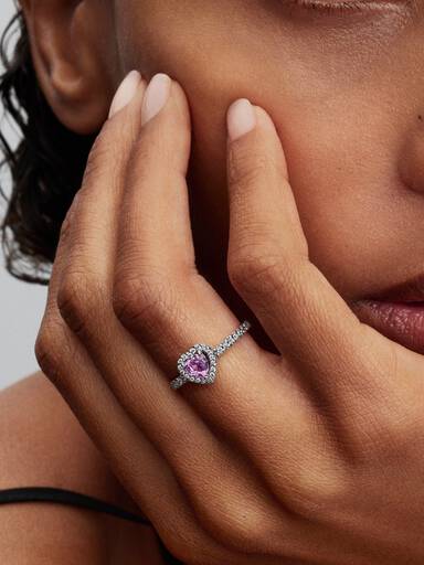 Bague Cœur Violet Clair Surélevé