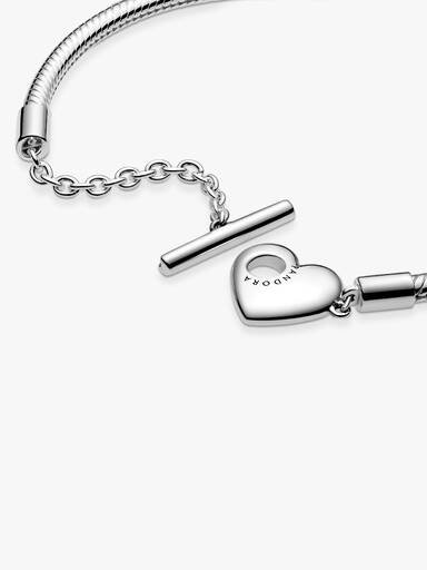 Bracelet Maille Serpent Barre en T Cœur