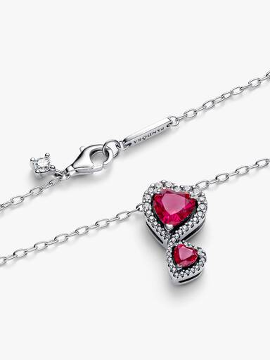 Collier à Pendentif Cœurs Halo Rouge