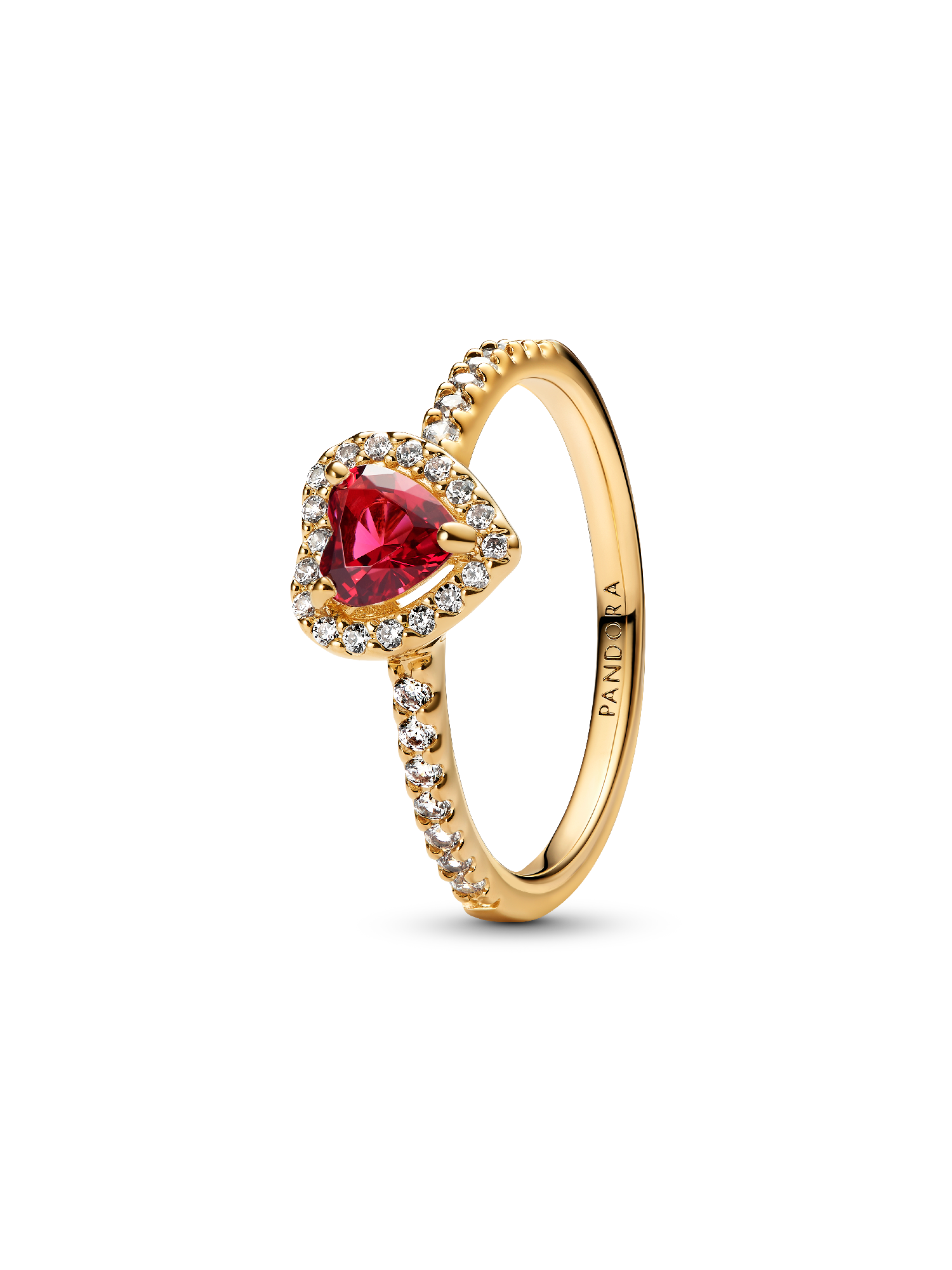 Bague Cœur Rouge Surélevé Métal doré à l'Or 14 carats