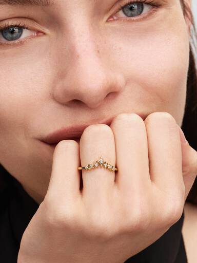 Bague Diadème Étoilé Dorée