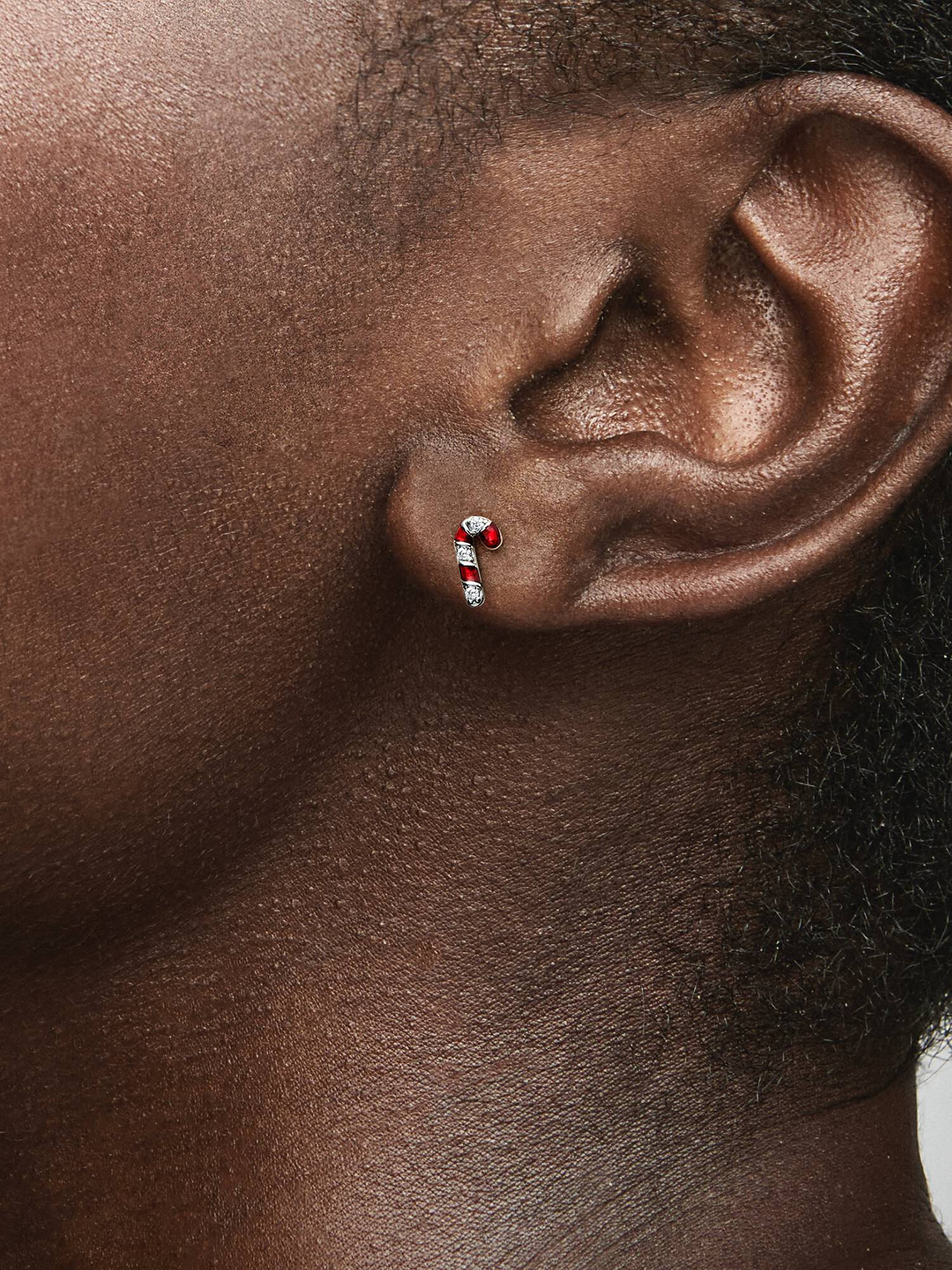 Clous d’Oreilles Sucre d’Orge Rouge Scintillant