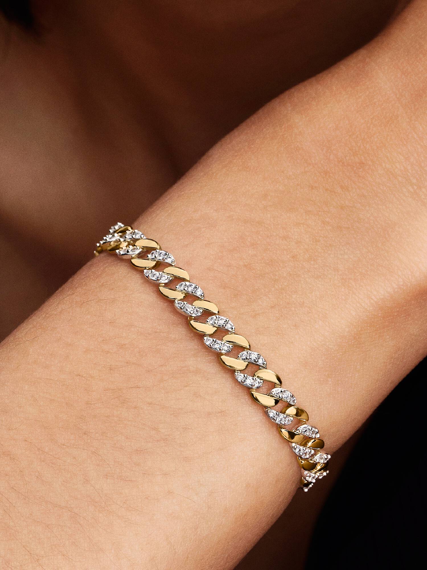 Bracelet Maille Cubaine Pavée Bimatière