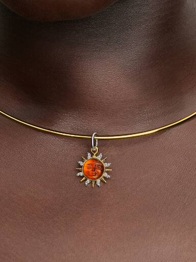 Charm Pendant Soleil et Tourbillons Bimatière