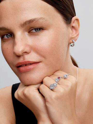 Bague Cœurs Halo Scintillant