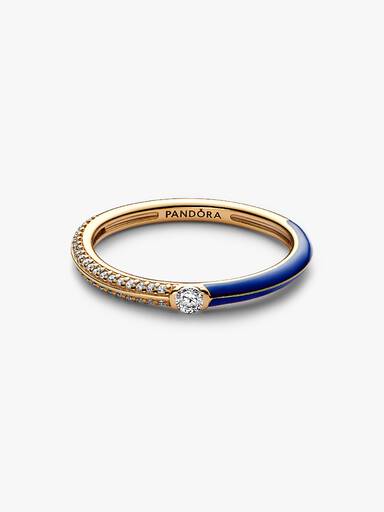 Bague Double Pavée & Bleue