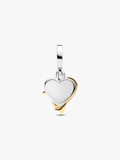 Charm Pendant Double Cœur & Flèche Gravable