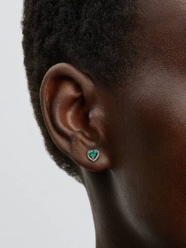 Clous d'Oreilles Cœurs Surélevés Verts