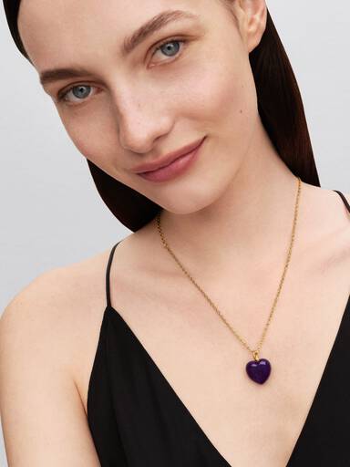 Charm Pendant Cœur Bombé Violet
