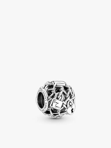 Ensemble de charms Cœur Ouvert, Cadenas et Soleil, Étoiles & Lune
