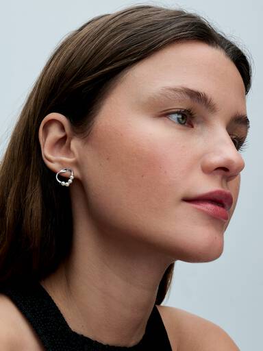 Clous d’Oreilles Cercle de Forme Organique & Perles de Culture d'Eau Douce Traitées