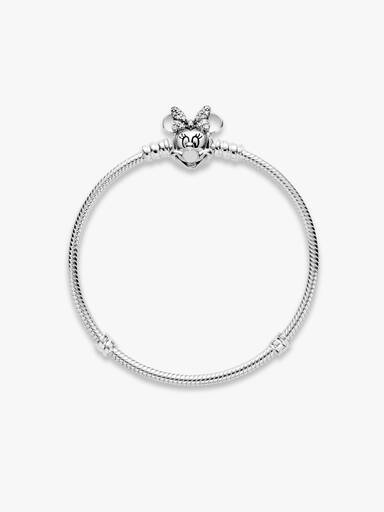 Bracelet Maille Serpent Fermoir Disney Pandora Moments Pavé Minnie