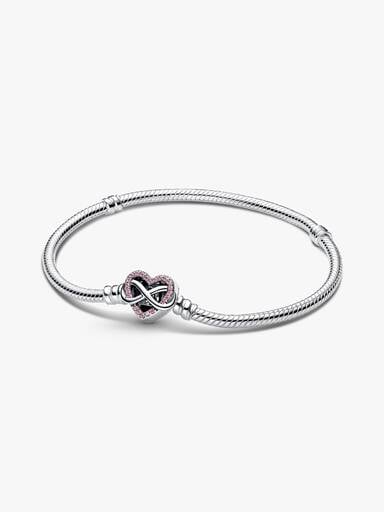 Bracelet Maille Serpent Fermoir Cœur de l’Infini Rose Scintillant