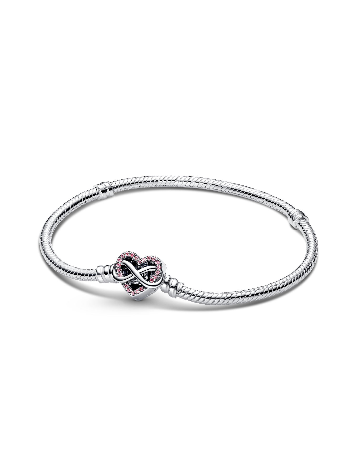 Bracelet Maille Serpent Fermoir Cœur de l’Infini Rose Scintillant
