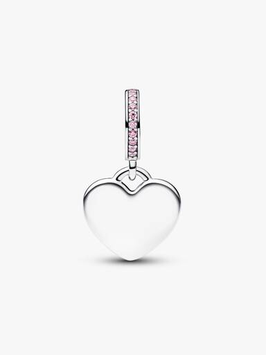 Charm Pendant Pierre Rose Cœur Gravable