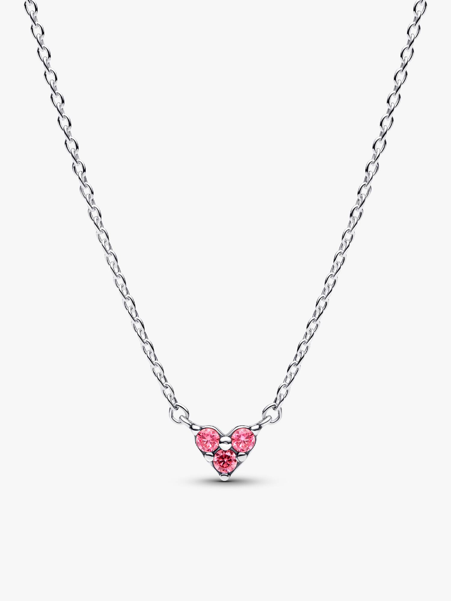 Collier Cœur Trio de Pierres Roses