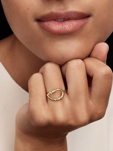 Bague XL Sertie de Forme Organique Dorée