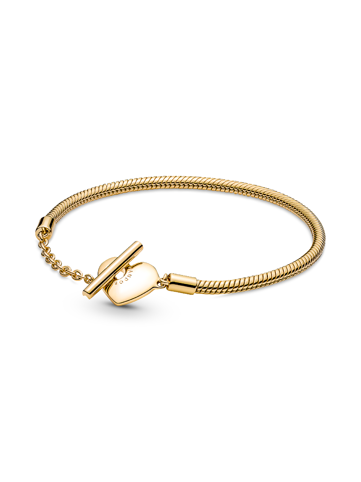 Bracelet Maille Serpent Barre en T Cœur