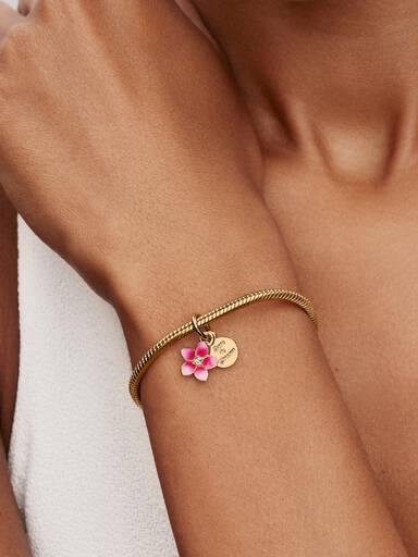 Charm Pendant Disney Vaiana Fleur de Plumeria Doré