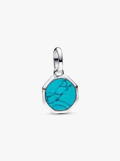 Mini Charm Médaillon Gravable Turquoise