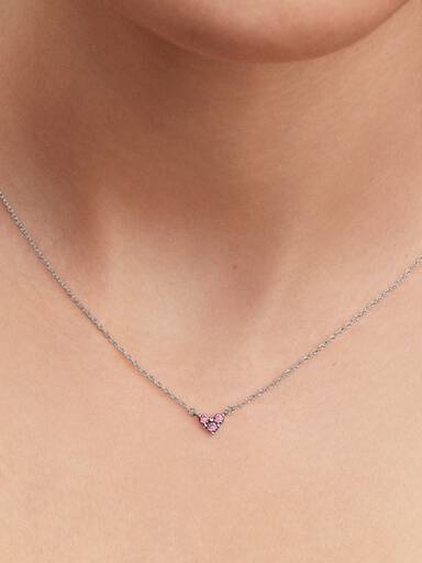 Collier Cœur Trio de Pierres Roses