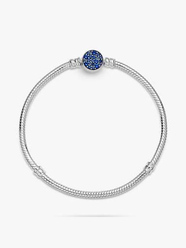 Bracelet Maille Serpent Fermoir Disque Bleu Scintillant