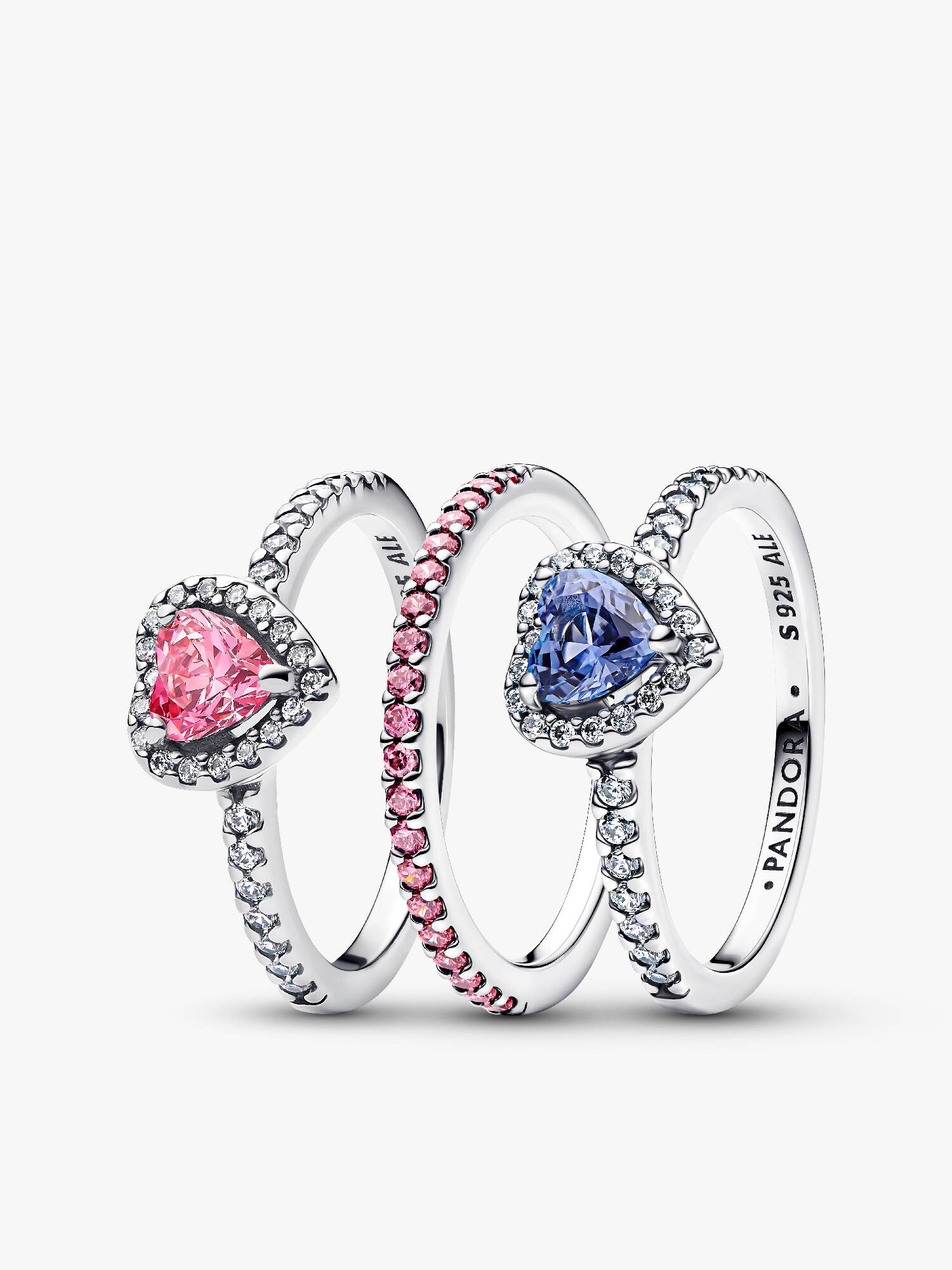 Coffret de Bagues Cœurs Surélevés & Éclat Rose Infini