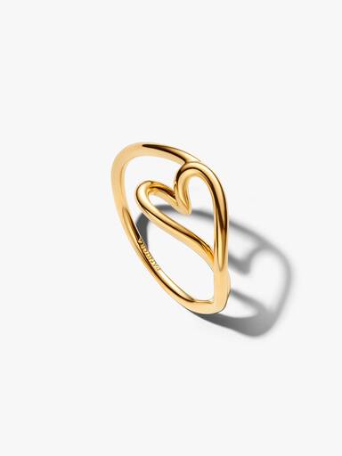 Bague Cœur Organique Dorée petit modèle