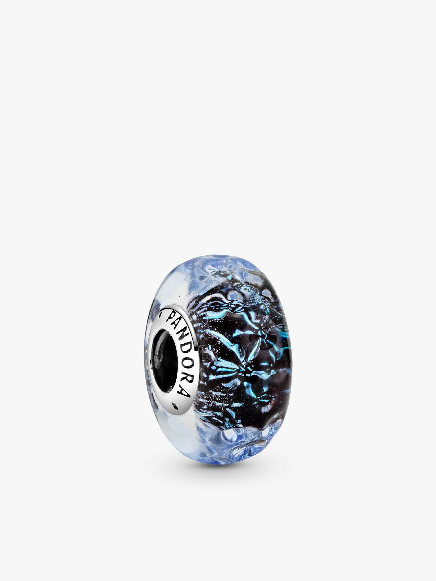 Charm Océan Verre de Murano Bleu Foncé Ondulé