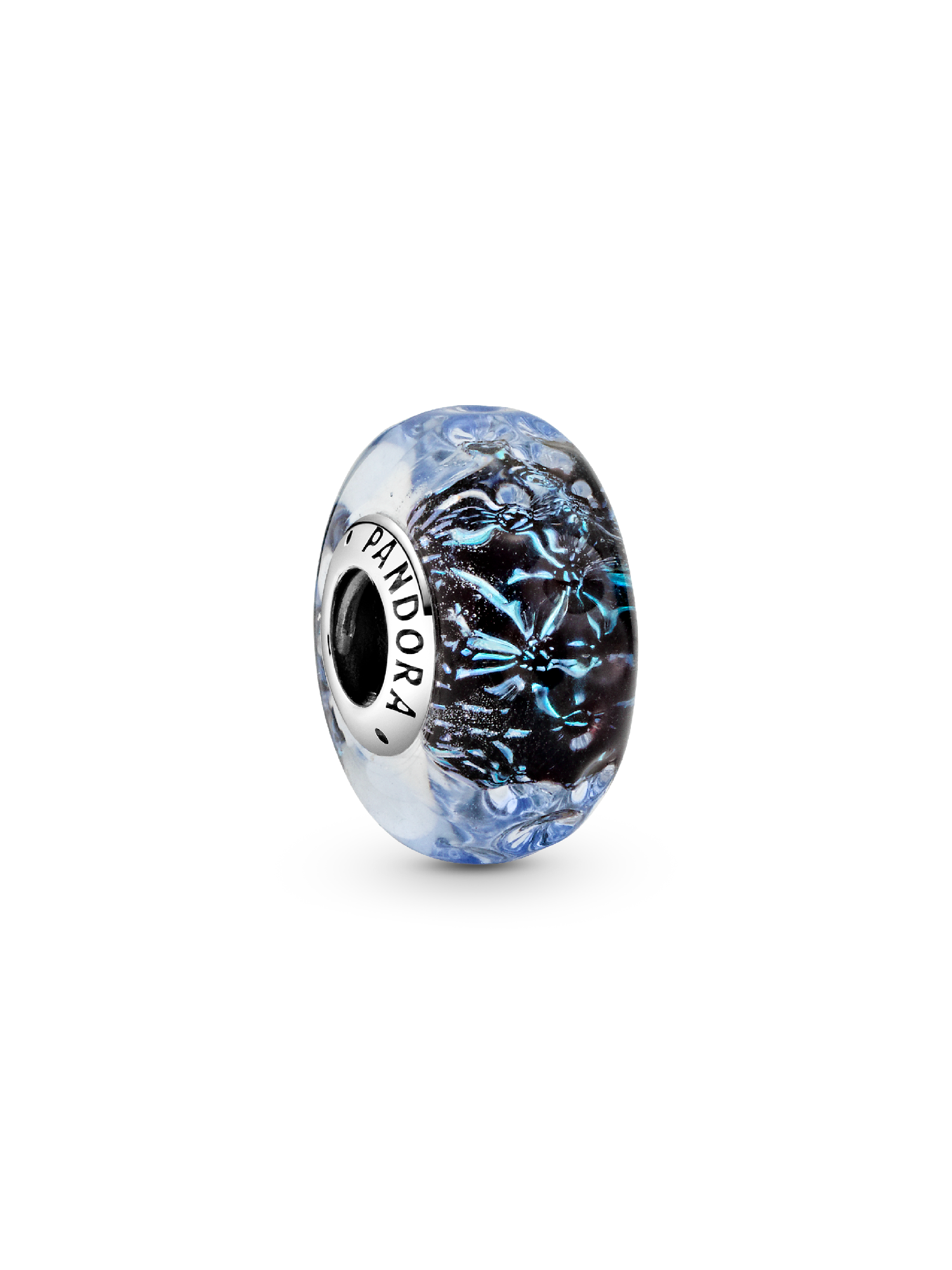 Charm Océan Verre de Murano Bleu Foncé Ondulé