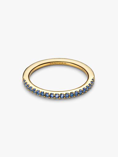 Anneau Demi-Éternité Bleu Scintillant Doré