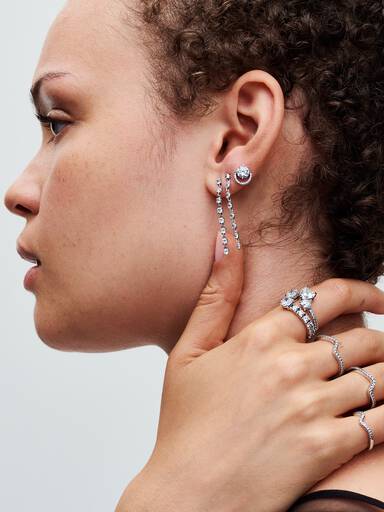 Bague Scintillante Cœur Double