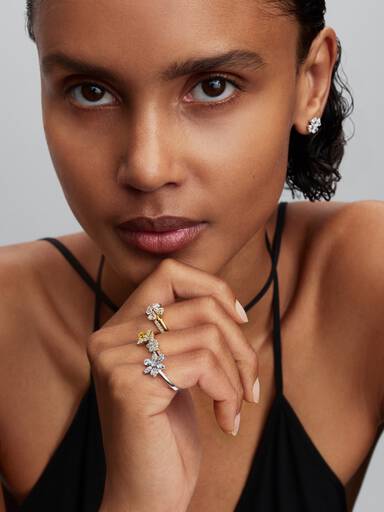 Bague Cocktail Fleur Herbier Scintillant