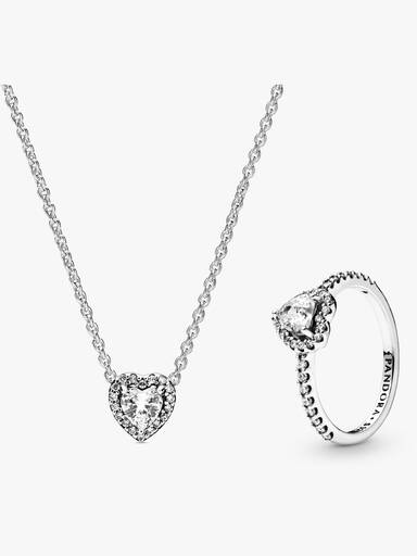 Parure Bague et Collier Cœur Surélevé
