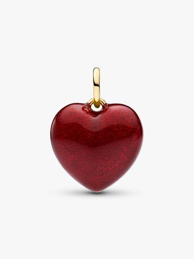 Charm Pendant Cœur Bombé Rouge