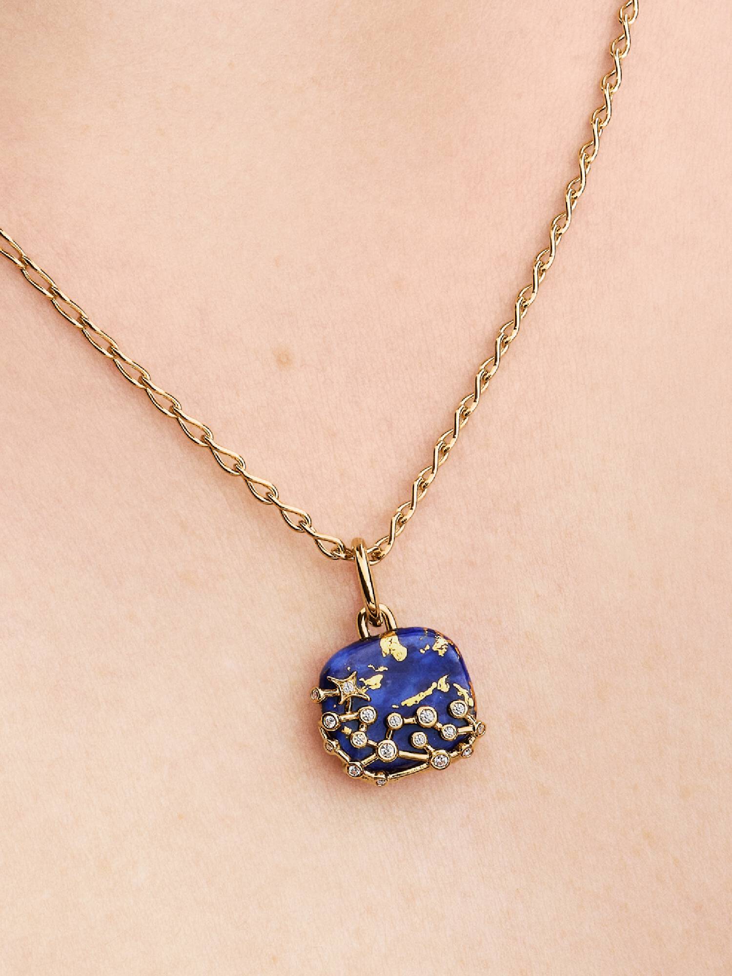 Charm Pendant Constellation Bleu Céleste Doré