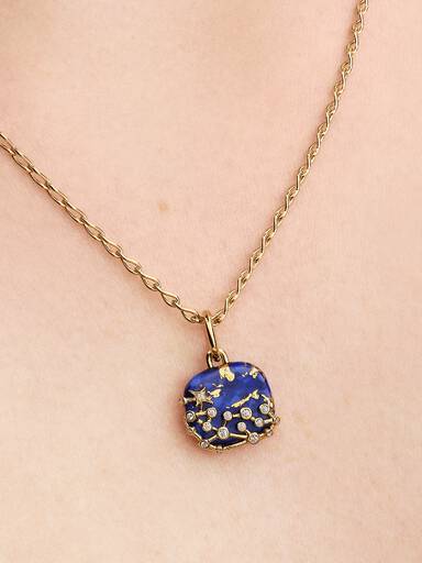 Charm Pendant Constellation Bleu Céleste Doré