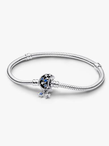Bracelet Maille Serpent Fermoir Lune Scintillant