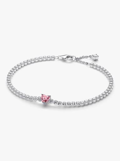 Bracelet Rivière Cœur Scintillant Rose
