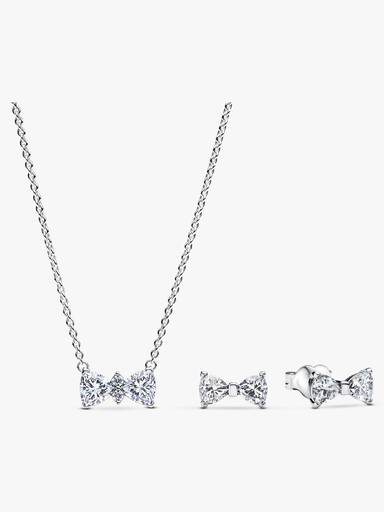 Parure Collier & Clous d'Oreilles Nœud Scintillant