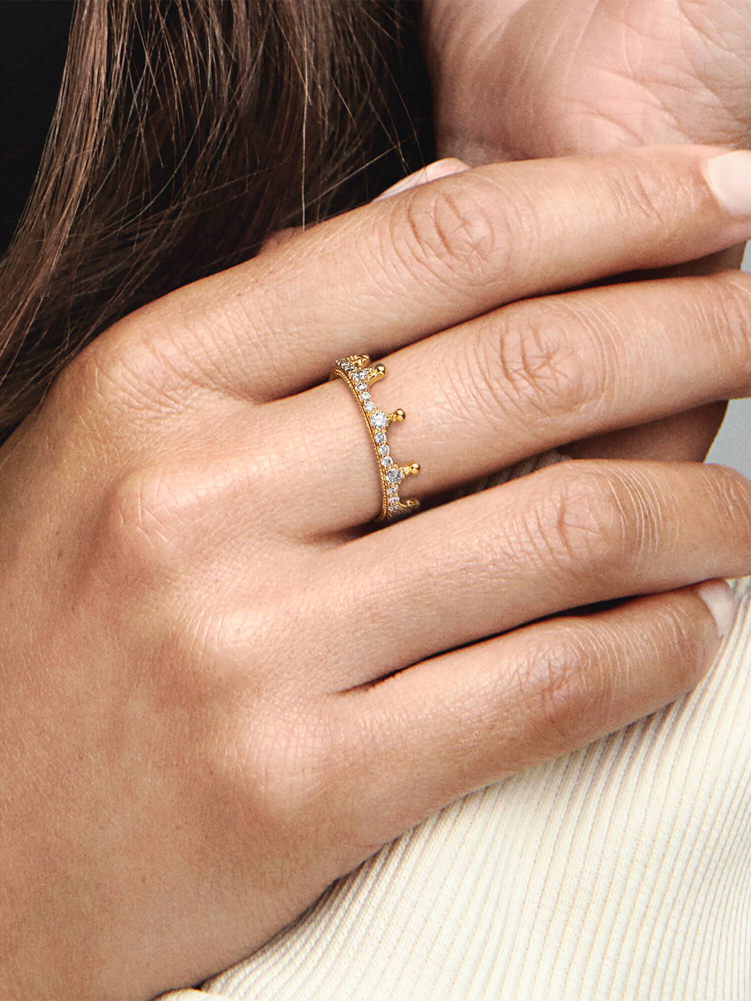 Bague Couronne Étincelante Transparente