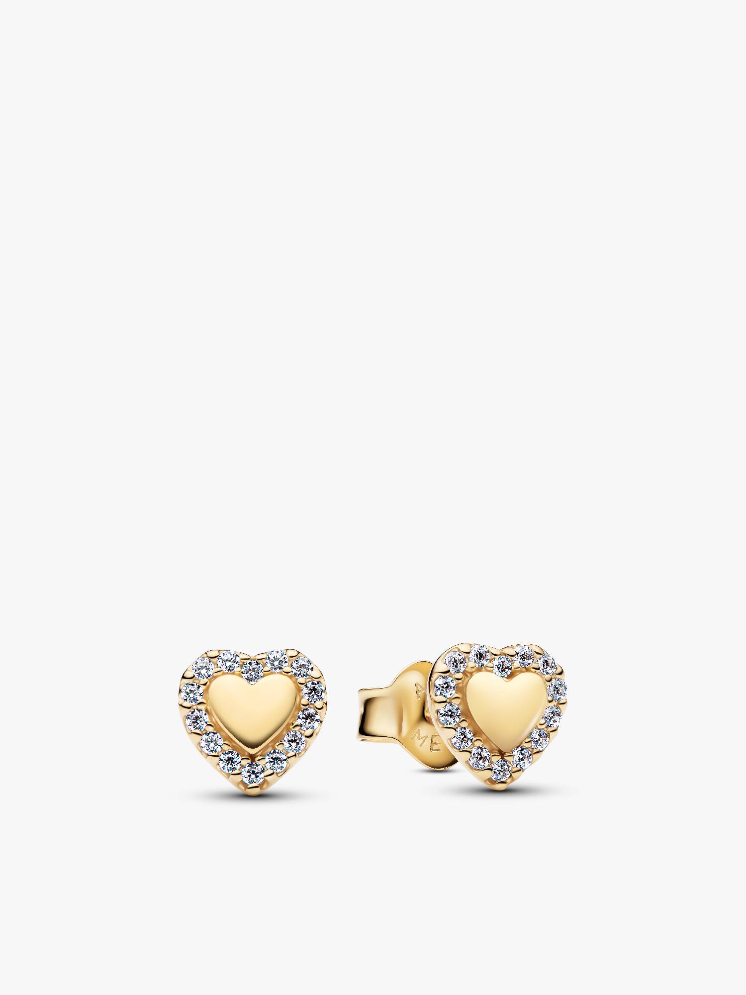 Clous d’Oreilles Cœur Halo Dorés