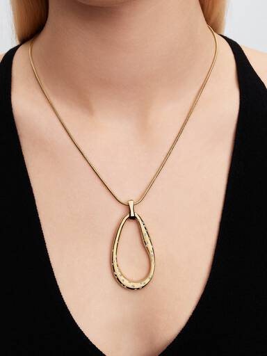 Collier avec Pendentif XL Serti de Forme Organique Doré