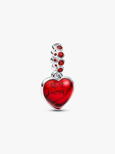 Charm Pendant Double Cœur Murano Rouge